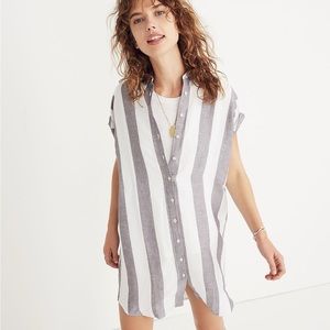 Madewell Grey Striped Linen Dress - fantastic condition
